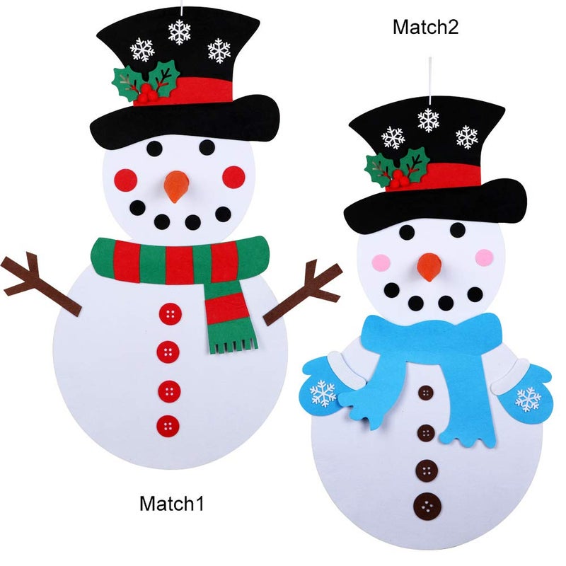 OurWarm DIY Felt Christmas Snowman Game Set with 31 Detachable Ornaments, Wall Hanging Xmas Gifts for Christmas Decorations, 39 x 20 Inch - Image 2